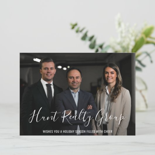 ビジネスモダン写真のクリ企業のスマス シーズンカード (スタンド正面)