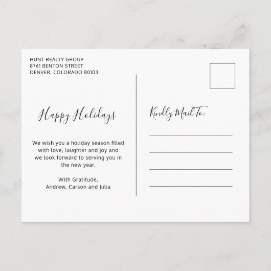 ビジネスモダン写真のクリ企業のスマス シーズンポストカード (裏面)