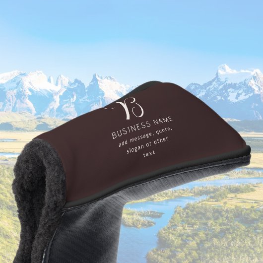 ビジネスモダン名エレガントモノグラム | ダークブラウン ゴルフヘッドカバー