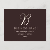 ビジネスモダン名エレガントモノグラム | ダークブラウン ポストカード (正面)