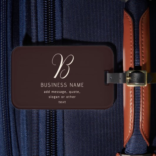 ビジネスモダン名エレガントモノグラム | ダークブラウン ラゲッジタグ (正面インサイチュ4)