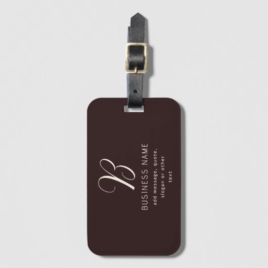 ビジネスモダン名エレガントモノグラム | ダークブラウン ラゲッジタグ (正面縦)