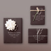 ビジネスモダン名エレガントモノグラム | ダークブラウン ラッピングペーパーシート