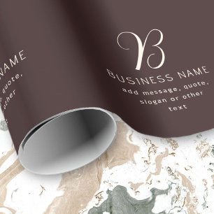 ビジネスモダン名エレガントモノグラム ダークブラウン ラッピングペーパー