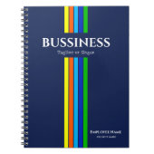 ビジネスモダン名タグライン垂直ストライプ青 ノートブック (正面)