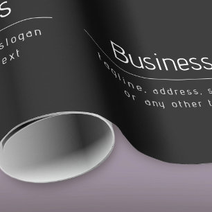 ビジネスモダン名ミニマルおよびその他の情報  黒 ラッピングペーパー