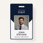 ビジネスモダン従業員名写真QRコード海軍B バッジ (正面)