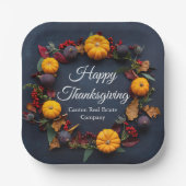 ビジネスモダン感謝祭カボチャリースパーティー ペーパープレート (正面)
