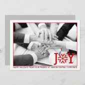 ビジネスモダン赤いミニマル喜びクリスマスフォト シーズンカード (正面/裏面)