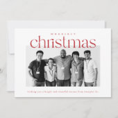 ビジネスモダン赤と白クリスマスフォトカード シーズンカード (正面)