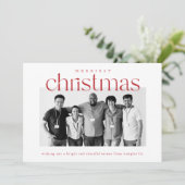 ビジネスモダン赤と白クリスマスフォトカード シーズンカード (スタンド正面)
