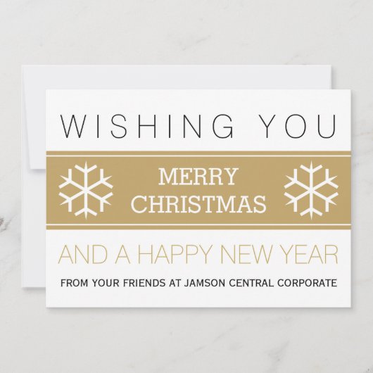ビジネスモダン金ゴールドと白いクリスマス シーズンカード (正面)