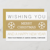 ビジネスモダン金ゴールドと白いクリスマス シーズンカード (正面/裏面)