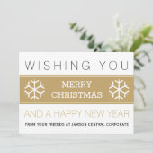 ビジネスモダン金ゴールドと白いクリスマス シーズンカード (スタンド正面)