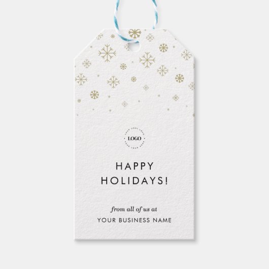 ビジネスモダン金ゴールドスノーフレークカスタム会社のロゴ ギフトタグ (正面)