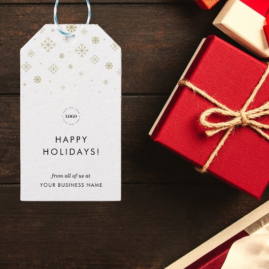 ビジネスモダン金ゴールドスノーフレークカスタム会社のロゴ ギフトタグ