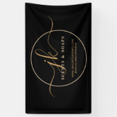 ビジネスモノグラムスクリプトロゴブラック金ゴールド 横断幕 (縦)