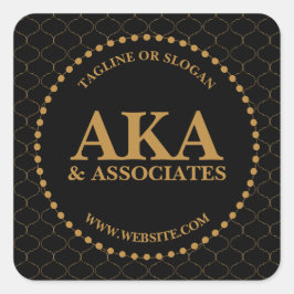 ビジネスモノグラムロゴブラック金ゴールドトレリス スクエアシール