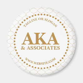 ビジネスモノグラムロゴホワイト金ゴールドトレリス マグネット