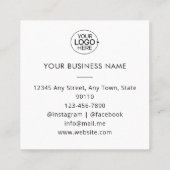 ビジネスユニークロゴプロフェッショナル写真ミニマル スクエア名刺 (裏面)