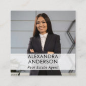 ビジネスユニークロゴプロフェッショナル写真ミニマル スクエア名刺 (正面)