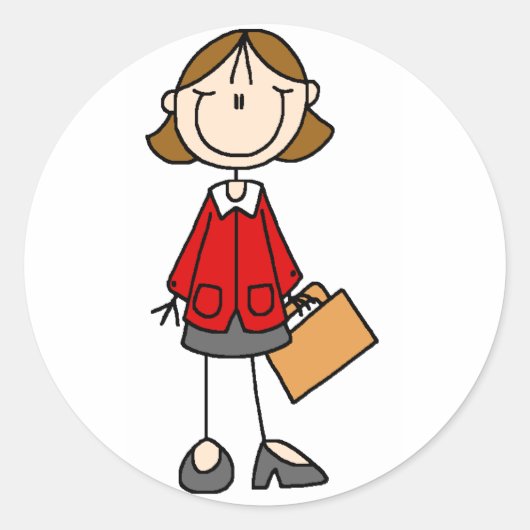 ビジネスレディドードルステッカー ラウンドシール (正面)