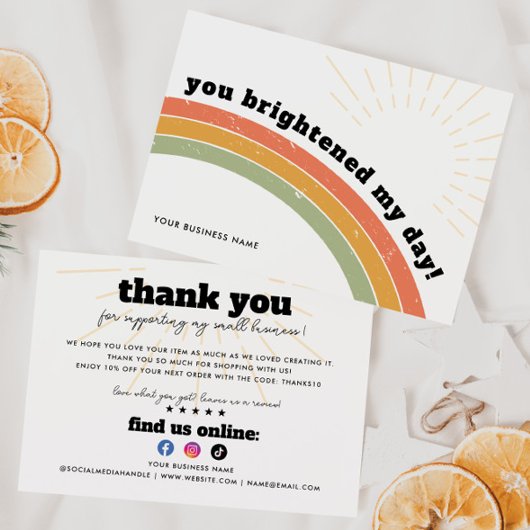 ビジネスレトロ70sレインボーサン私の日を明るくした サンキューカード