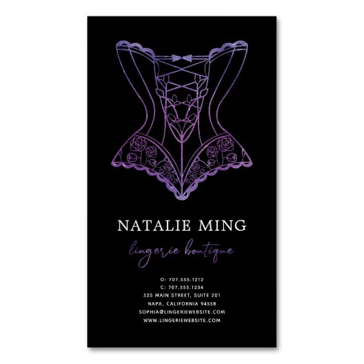ビジネスレースランジェリーブティック マグネット名刺 (正面縦)