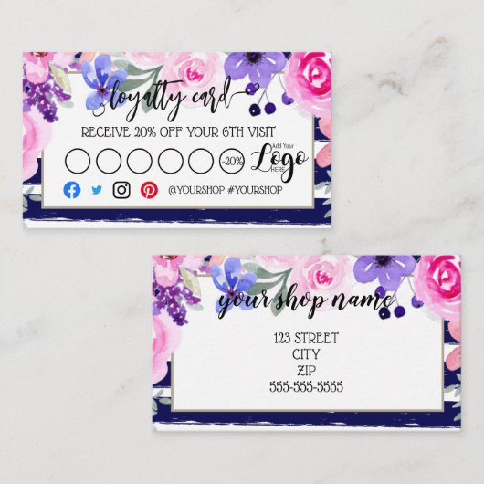 ビジネスロイヤリティカードマーケティング割引美しい 紹介カード (正面/裏面)