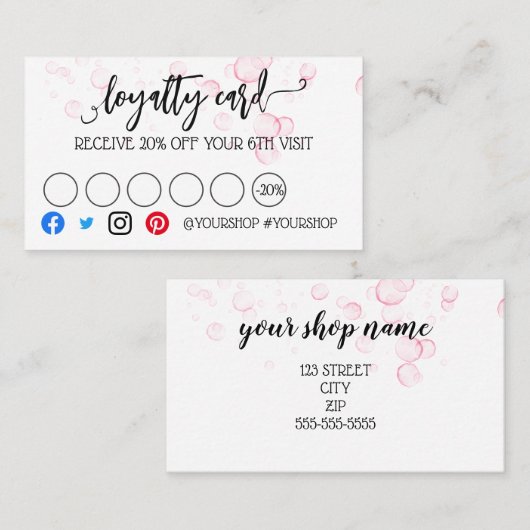 ビジネスロイヤリティカードマーケティング割引美しい 紹介カード (正面/裏面)