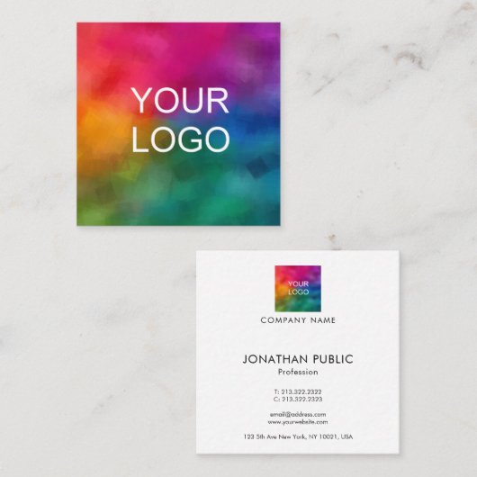 ビジネスロカスタムゴテンプレートモダンエレガント スクエア名刺 (正面/裏面)