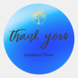 ビジネスロゴありがとうごカスタムざいます青 ラウンドシール