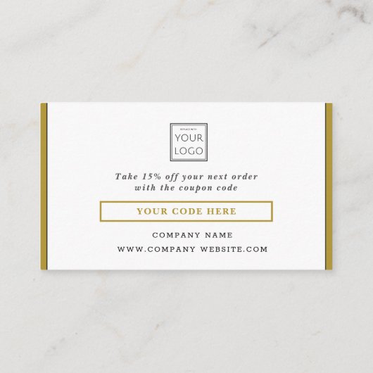 ビジネスロゴありがとうプロモーションコード会社の金ゴールド 割引カード (裏面)