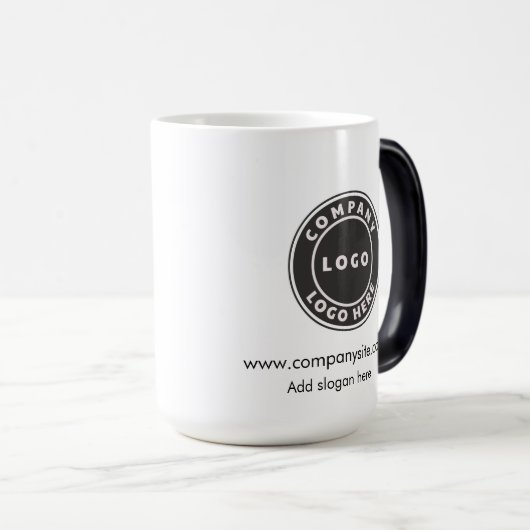 ビジネスロゴおよびスローガンカスタム会社スタッフ モーフィングマグカップ (正面右)