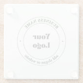 ビジネスロゴおよびプロモーション文字 |白 ガラスコースター (裏面)