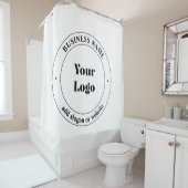ビジネスロゴおよびプロモーション文字 |白 シャワーカーテン (インサイチュ)