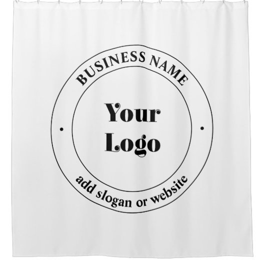 ビジネスロゴおよびプロモーション文字 |白 シャワーカーテン (正面)