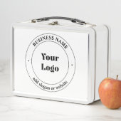 ビジネスロゴおよびプロモーション文字 |白 メタルランチボックス (インサイチュ)