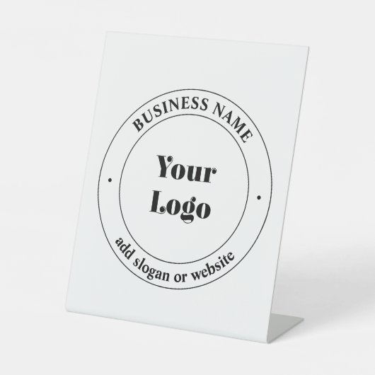 ビジネスロゴおよびプロモーション文字 |白 台座サイン (正面)