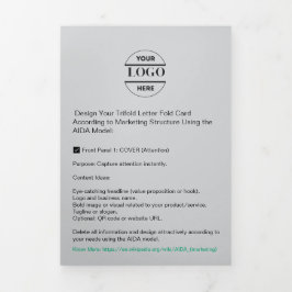 ビジネスロゴおよび文字モダン3折パンフレット 三つ折りカード