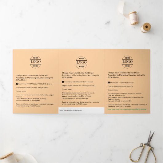 ビジネスロゴおよび文字モダン3折パンフレット 三つ折りカード (外部)
