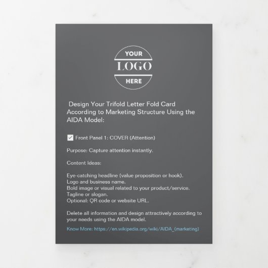 ビジネスロゴおよび文字モダン3折パンフレット 三つ折りカード (カバー)