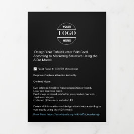 ビジネスロゴおよび文字モダン3折パンフレット 三つ折りカード