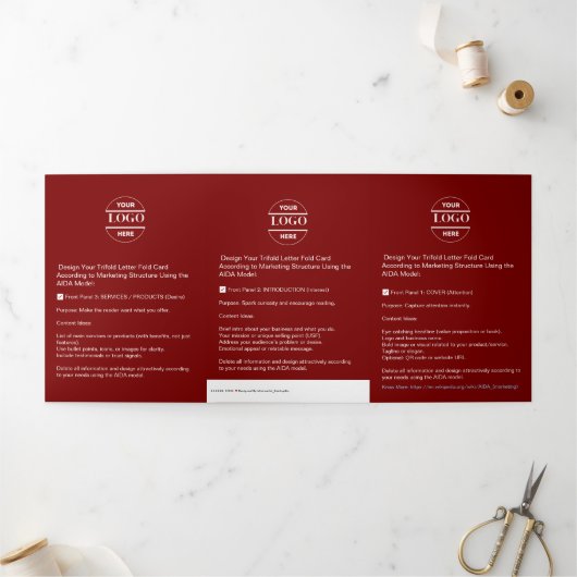ビジネスロゴおよび文字モダン3折パンフレット 三つ折りカード (外部)