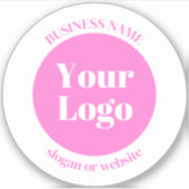 ビジネスロゴおよび編集可能な文字テンプレート | ピンク シール (正面)