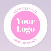 ビジネスロゴおよび編集可能な文字テンプレート | ピンク シール