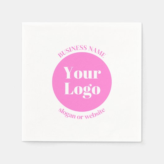 ビジネスロゴおよび編集可能な文字テンプレート | ピンク スタンダードカクテルナプキン (正面)