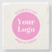 ビジネスロゴおよび編集可能な文字テンプレート | ピンク ストーンコースター (正面)