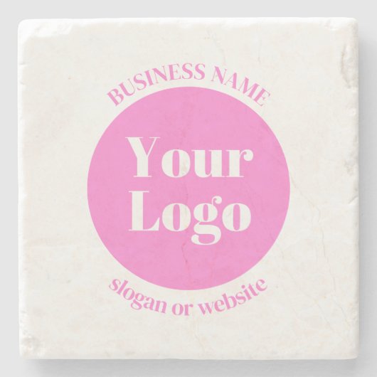 ビジネスロゴおよび編集可能な文字テンプレート | ピンク ストーンコースター (正面)