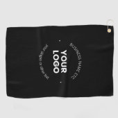 ビジネスロゴおよび編集可能文字 |黒と白 ゴルフタオル (横)